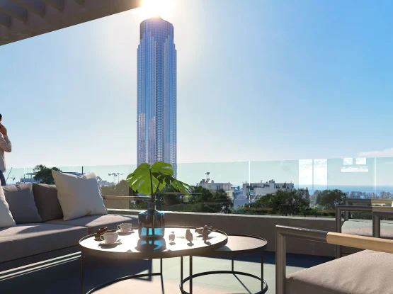 Photorealistic visualization of seamless indoor-outdoor living in Ellinikon, Athens Riviera