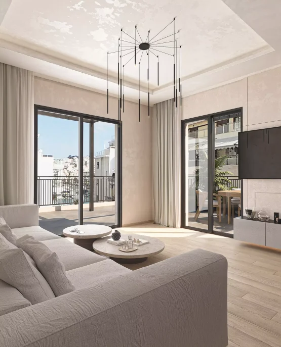 Φωτορεαλισμός Πειραιάς - Σαλόνι Pasalimani Renovation Penthouse - VARC