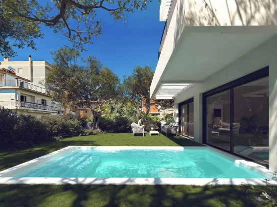CAM 6 GARDEN POOL EXTERIOR GLYFADA RESIDENTIAL BUILDING 3D RENDERING