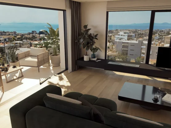 3D Rendering πολυκατοικίας στο Πανί Αλίμου με θέα το πάρκο Ελληνικού και το Αιγαίο