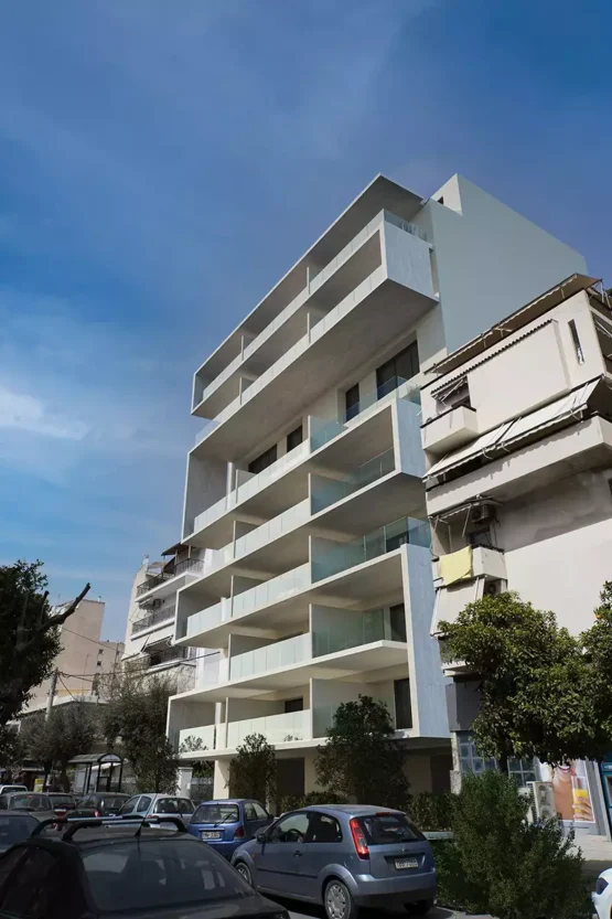 Σύγχρονο οικιστικό κτίριο στην Καλλιθέα από τον Μπακογιάννη, αρχιτεκτονική απεικόνιση από το VARC Studio.