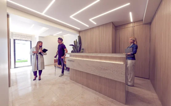 Reception design 3D rendering Physiotherapy Center Palaio Faliro VARC