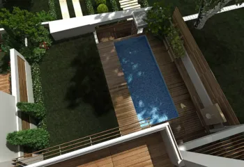 3D rendering drone view villa masterplan Pani Alimos Hatzimanolakis