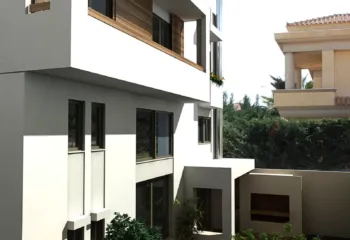 3D rendering luxury building facade details Alimos Hatzimanolakis