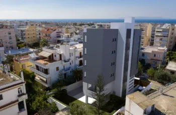 erial 3D visualization of a luxury residential complex in Elliniko near the Athenian Riviera, by VARC