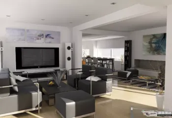 Luxury interior design of a minimalist living room at Zerva 64, Glyfada, designed by ISV Architects and developed by Skotidas Constructions.