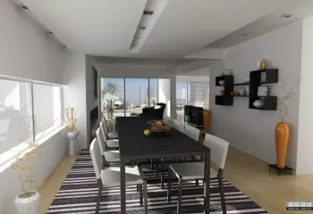 Modern dining room interior at Zerva 64 in Glyfada, designed by ISV Architects and developed by Skotidas Constructions.