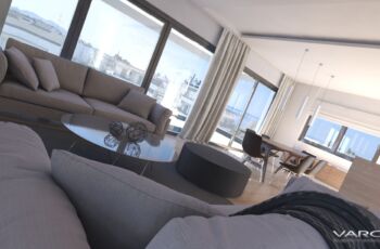 3D Rendering Athens - Alimos Residential Building Interior Bathroom Design
