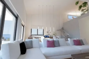 3D Rendering Athens - Alimos Residential Building Interior Living Area and Staircase