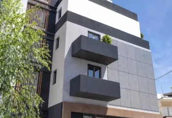 Architectural visualization (CGI) of a modern residential building in Kerameikos Gazi, designed by architect Michalis Sirigos for PSI Constructions.