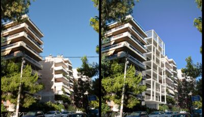 Φωτορεαλισμός Πριν και Μετά (Before & After) πολυκατοικίας στην οδό Αρτέμιδος 42, Παλαιό Φάληρο