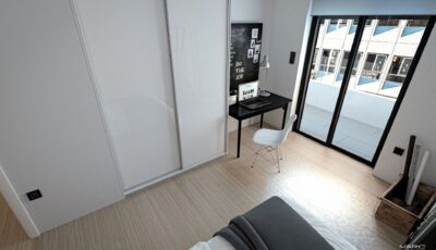 Artemidos 42 Palaio Faliro Bedroom Workspace Design and Wardrobe Architectural Visualization VARC Studio