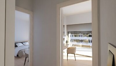 Artemidos 42 Palaio Faliro Interior Hallway and Bedroom Access Architectural Visualization VARC Studio