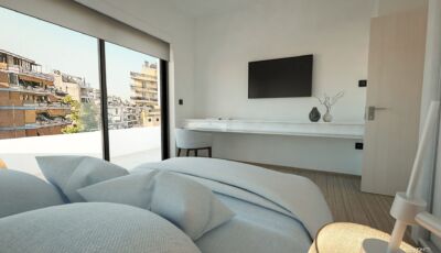 Εσωτερική άποψη του κυρίως υπνοδωματίου στο έργο της οδού Αρτέμιδος 42.