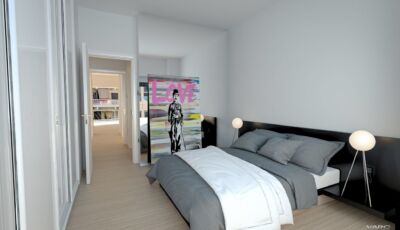 Artemidos 42 Palaio Faliro Modern Bedroom Interior Art Decor and Hallway Access Architectural Visualization VARC Studio