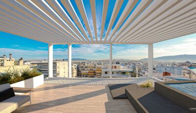 Artemidos 42 Palaio Faliro Luxury Roof Garden Panorama with Pool and Pergola Architectural Visualization VARC Studio