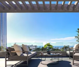 Luxury balcony 3D rendering for residential development in Ellinikon - VARC Studio