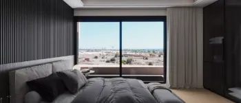 Modern minimalist bedroom interior visualization for Alimos residential development