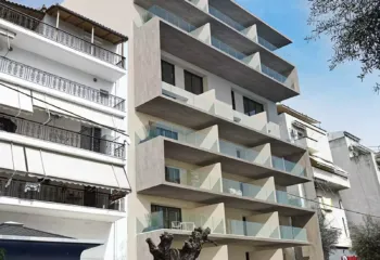 Σύγχρονη πολυκατοικία στην Καλλιθέα από τον Μπακογιάννη, αρχιτεκτονική απεικόνιση και φωτορεαλισμός από το VARC Studio.