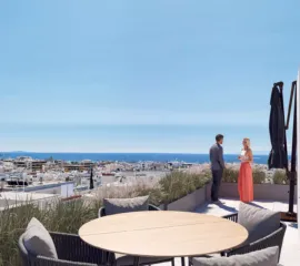3D terrace visualization of a premium apartment in Athens Riviera with Saronic Gulf view