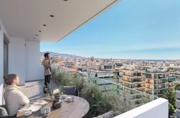 Luxury balcony with panoramic city and sea view in Palaio Faliro Loft apartment