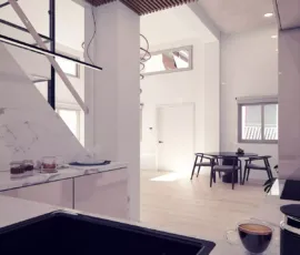 Modern kitchen 3D render for property renovation project in Dafni - VARC