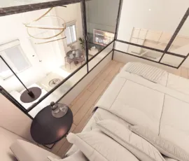 High-end architectural CGI of a luxury bedroom for investors in Dafni Athens