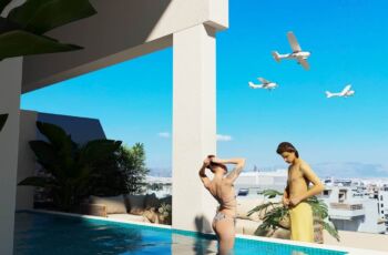 Private infinity-style pool on the penthouse balcony of PLEIADON, offering breathtaking views and luxury outdoor living. Luxury penthouse balcony with private pool and panoramic city views in PLEIADON Palaio Faliro by VARC Studio