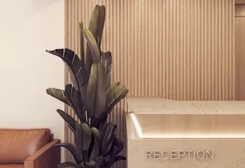 Reception design 3D rendering Physiotherapy Center Palaio Faliro VARC