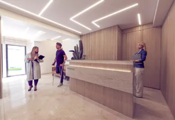 Reception design 3D rendering Physiotherapy Center Palaio Faliro VARC