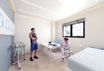 Modern physical therapy clinic interior visualization VARC