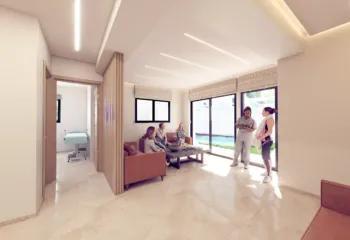 Modern physical therapy clinic interior visualization VARC