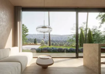 Interior visualization of the Capsule Home 2 living area with minimalist design, rendered by Varc Studio.