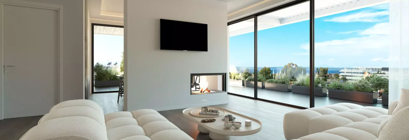Modern interior design visualization using photorealistic 3D Rendering Services in Athens for a Glyfada apartment.
